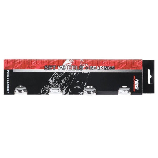 Колеса з підшипниками Nils Extreme PU 80x24 82A 4шт білий N + ABEC-7 8шт