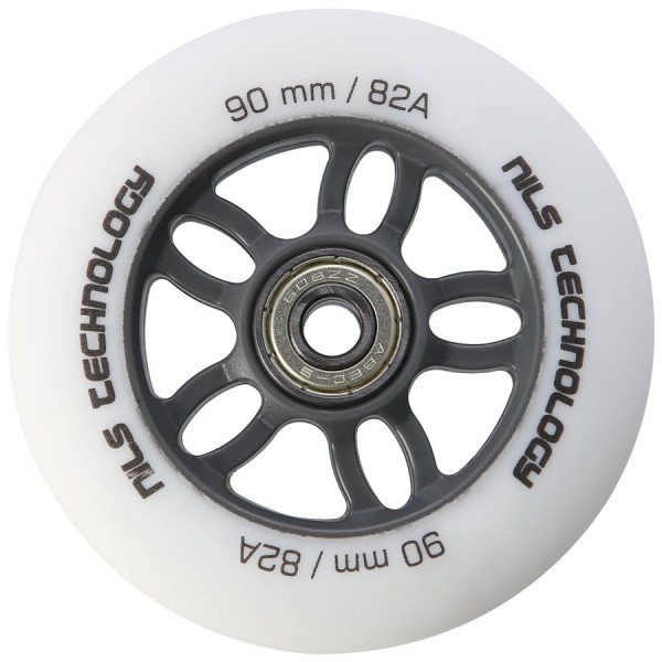 Колеса з підшипниками Nils Extreme PU 90x24 82A 4шт білий матовий + ABEC-9 8шт