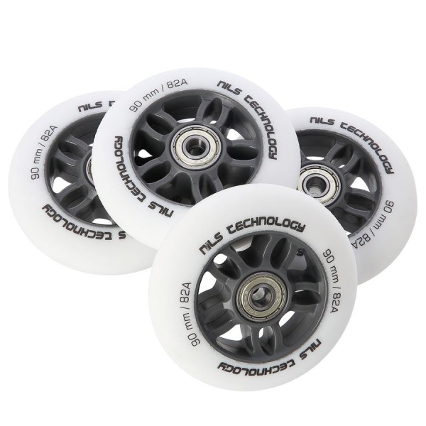 Колеса з підшипниками Nils Extreme PU 90x24 82A 4шт білий матовий + ABEC-9 8шт