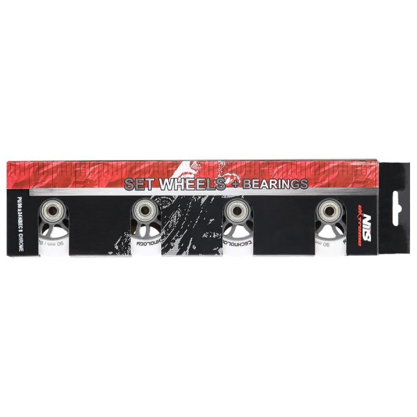 Колеса з підшипниками Nils Extreme PU 90x24 82A 4шт білий матовий + ABEC-9 8шт
