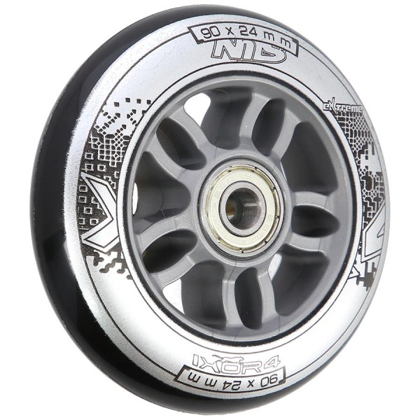 Колеса з підшипниками Nils Extreme PU 90x24 82A 4шт чорний + ABEC-9 хром 8шт