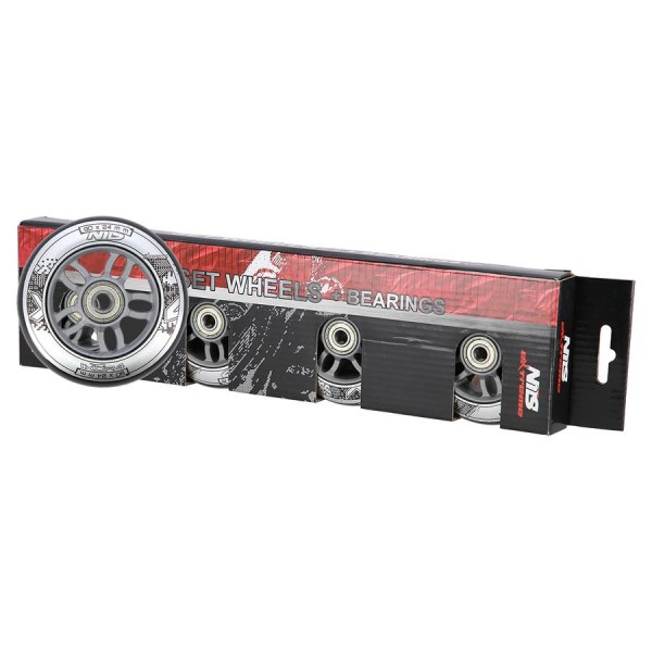 Колеса з підшипниками Nils Extreme PU 90x24 82A 4шт чорний + ABEC-9 хром 8шт