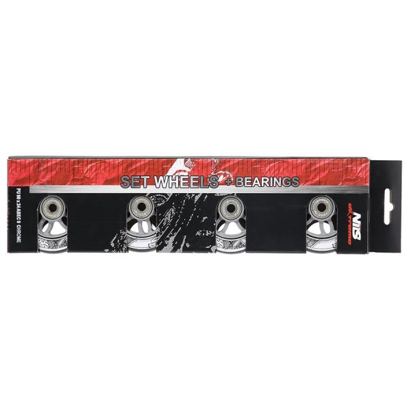 Колеса з підшипниками Nils Extreme PU 90x24 82A 4шт чорний + ABEC-9 хром 8шт