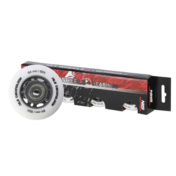 Колеса з підшипниками Nils Extreme PU 64x24 82A 4шт білий матовий + ABEC-9 8шт