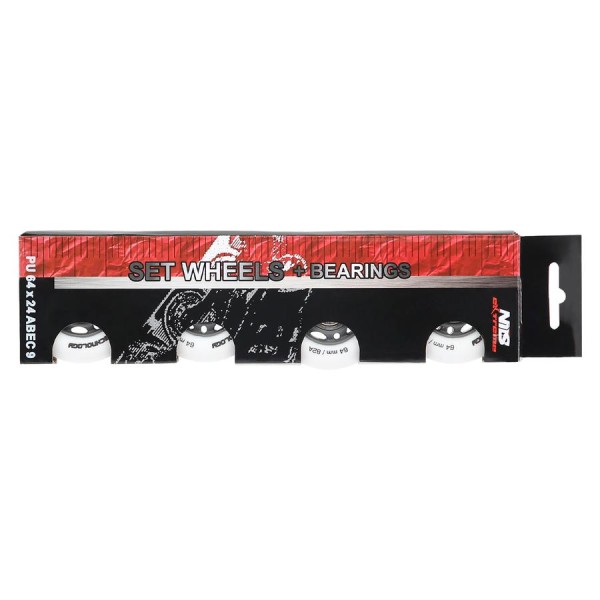 Колеса з підшипниками Nils Extreme PU 64x24 82A 4шт білий матовий + ABEC-9 8шт