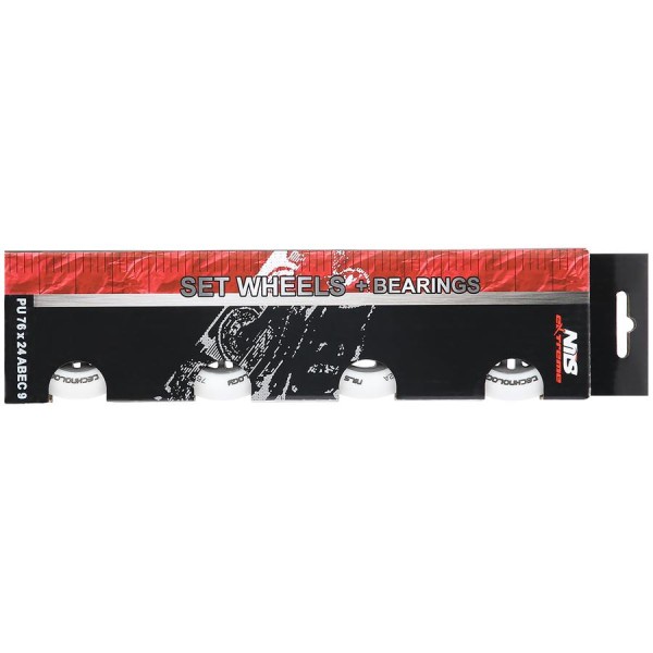 Колеса з підшипниками Nils Extreme PU 76x24 82A 4шт білий матовий + ABEC-9 8шт