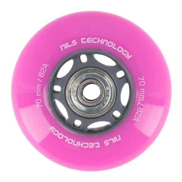 Колеса з підшипниками Nils Extreme PU 70x24 82A 4шт рожевий + ABEC-7 8шт