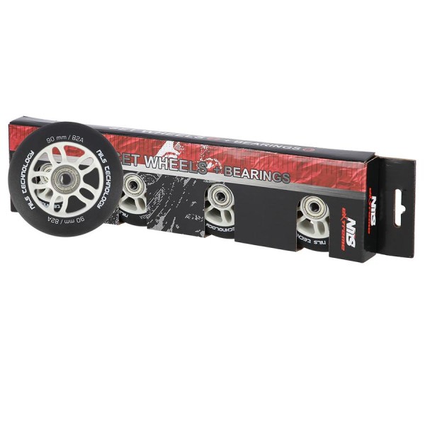 Колеса з підшипниками Nils Extreme PU 90x24 82A 4шт чорний матовий + ABEC-9 8шт