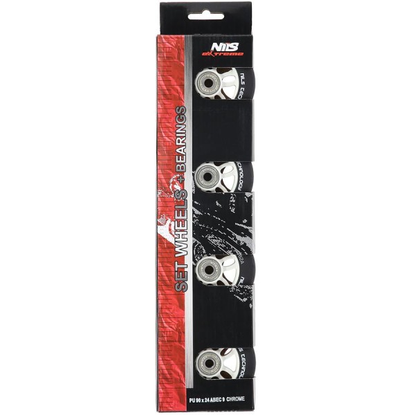 Колеса з підшипниками Nils Extreme PU 90x24 82A 4шт чорний матовий + ABEC-9 8шт