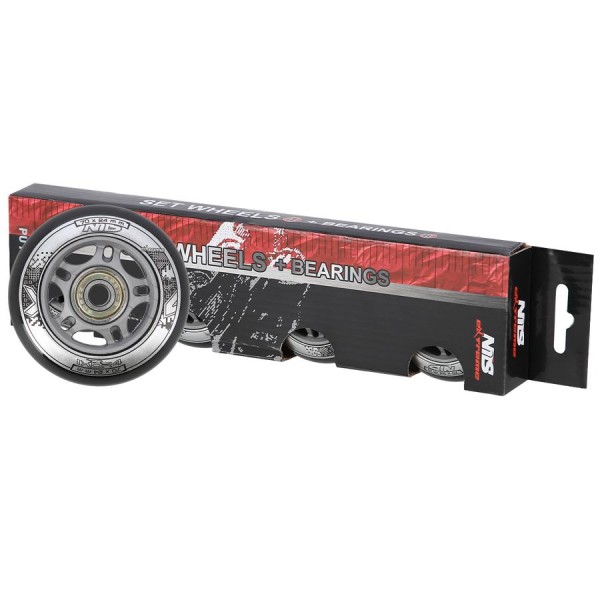 Колеса з підшипниками Nils Extreme PU 70x24 82A 4шт чорний + ABEC-9 8шт