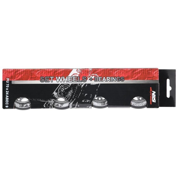 Колеса з підшипниками Nils Extreme PU 70x24 82A 4шт чорний + ABEC-9 8шт