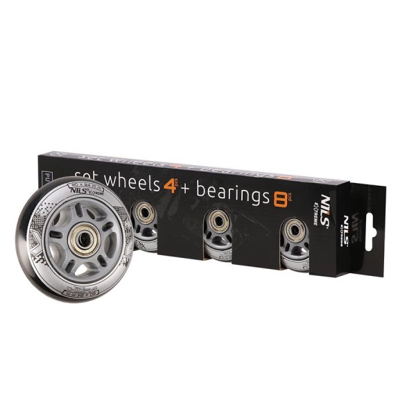 Колеса з підшипниками Nils Extreme PU 80x24 82A 4шт чорний + ABEC-9 8шт