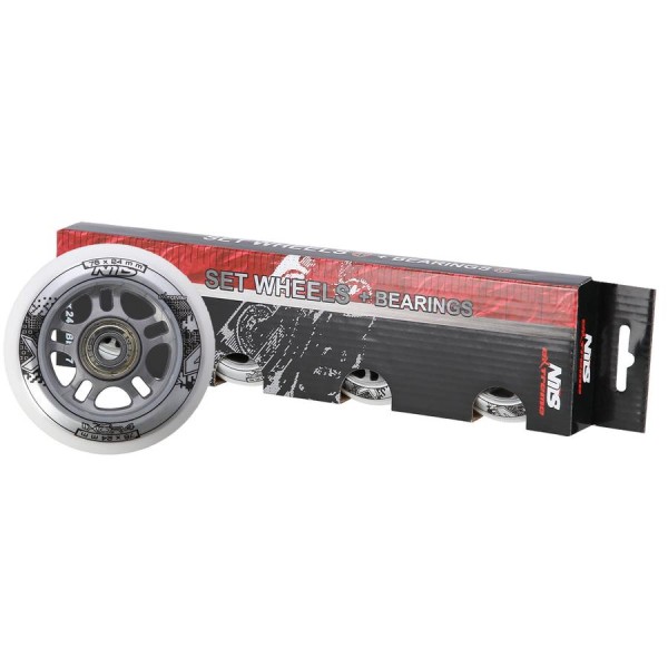 Колеса з підшипниками Nils Extreme PU 76x24 82A 4шт білий N + ABEC-7 8шт