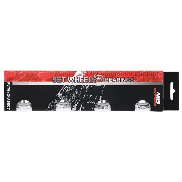 Колеса з підшипниками Nils Extreme PU 76x24 82A 4шт білий N + ABEC-7 8шт