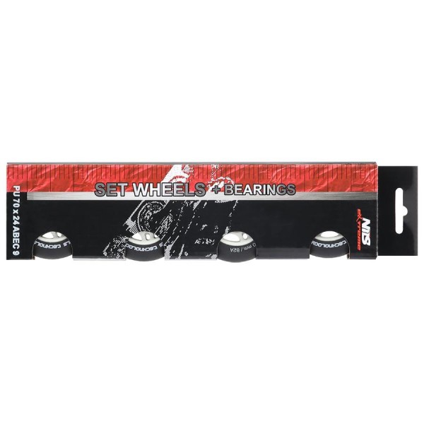 Колеса з підшипниками Nils Extreme PU 70x24 82A 4шт чорний матовий + ABEC-9 8шт