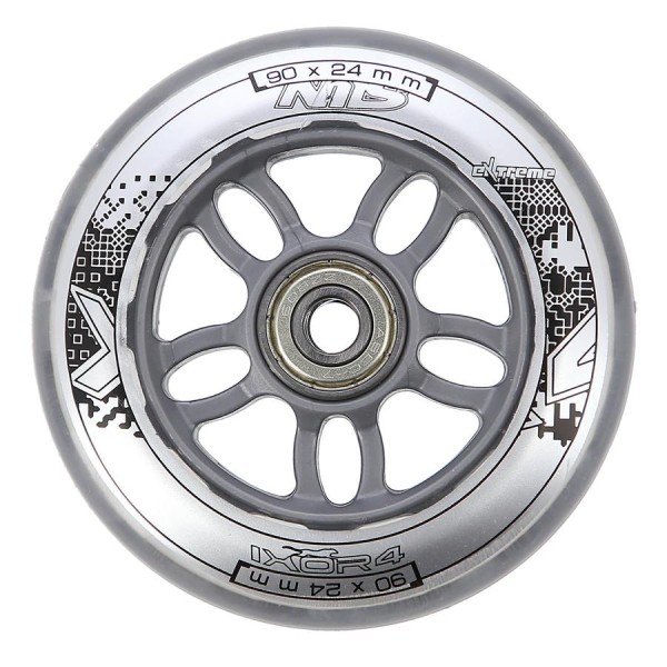 Колеса з підшипниками Nils Extreme PU 90x24 82A 4шт прозорий + ABEC-7 8шт хром