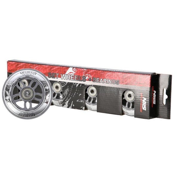 Колеса з підшипниками Nils Extreme PU 90x24 82A 4шт прозорий + ABEC-7 8шт хром