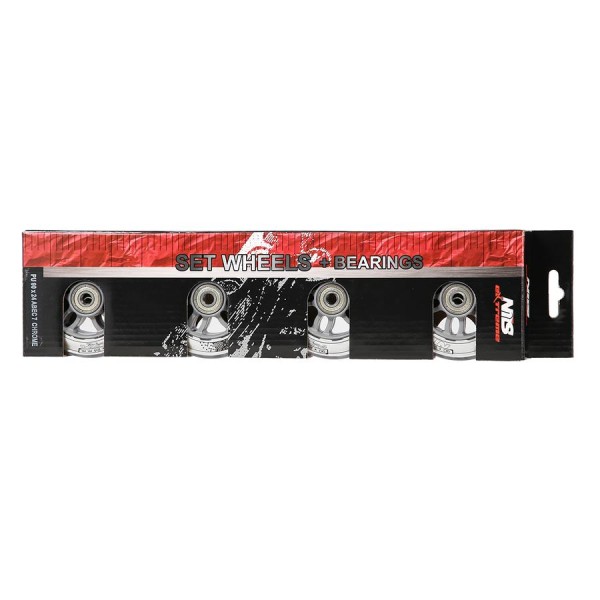 Колеса з підшипниками Nils Extreme PU 90x24 82A 4шт прозорий + ABEC-7 8шт хром