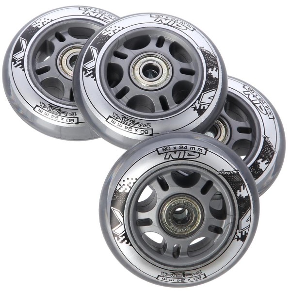 Колеса з підшипниками Nils Extreme PU 80x24 82A 4шт Clear N + ABEC-7 8шт