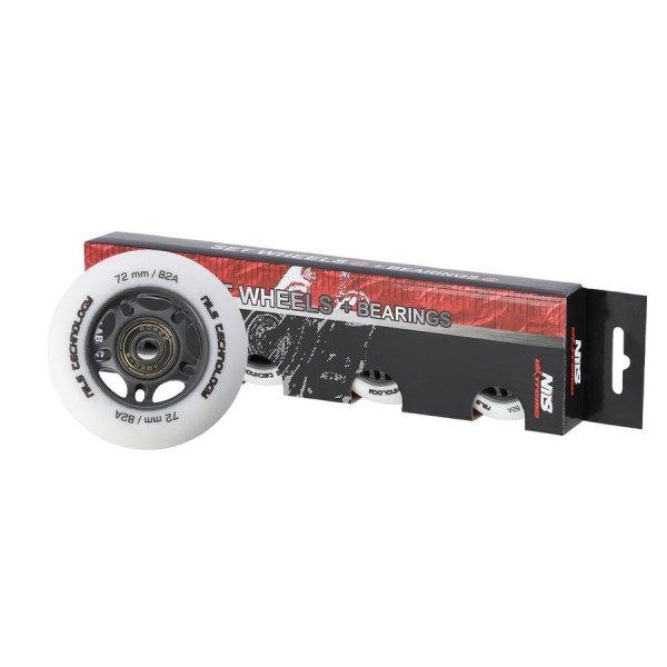 Колеса з підшипниками Nils Extreme PU 72x24 82A 4шт білий матовий + ABEC-9 8шт