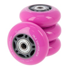 Колеса з підшипниками Nils Extreme PU 64x24 82A 4шт рожевий + ABEC-7 8шт
