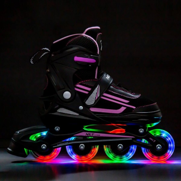 Дитячі роликові ковзани Nils Extreme NJ19803A LED розм. M 35-38 рожевий