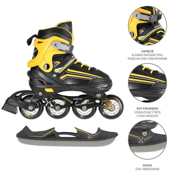 Роликові ковзани 2в1 Nils Extreme NH18190 розм. L 39-43 чорно-оранжевий