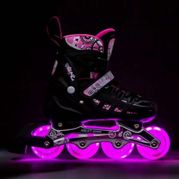 Роликові ковзани 2в1 Nils Extreme NH10905 LED розм. M 35-38 рожевий