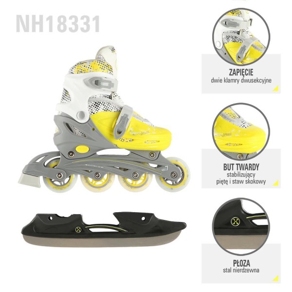 Роликові ковзани 2в1 Nils Extreme NH18331 розм. M 35-38 лаймовий