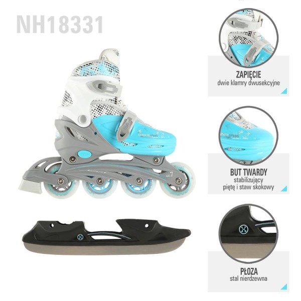 Роликові ковзани 2в1 Nils Extreme NH18331 розм. S 31-34 синій