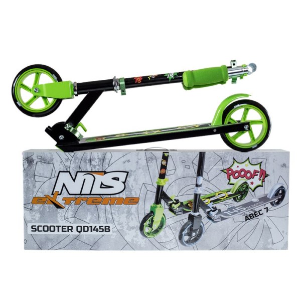 Самокат Nils Extreme QD145, чорно-зелений 