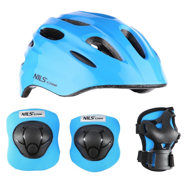 Шолом та набором захисту Nils Extreme MTW01+H210, розм. XS, синій 