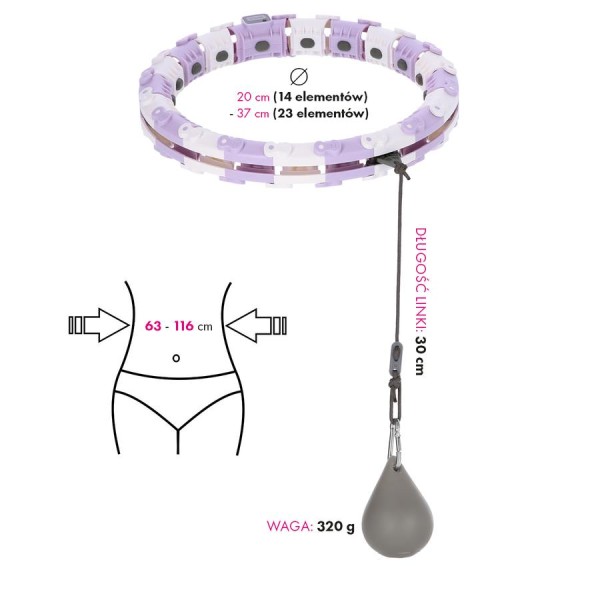 Хула-хуп з обважнювачем та лічильником FH05 фіолетовий/сірий