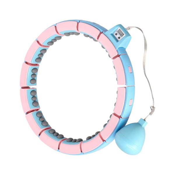 Хула-хуп з обважнювачем та лічильником FH06 синій/рожевий + пояс для схуднення