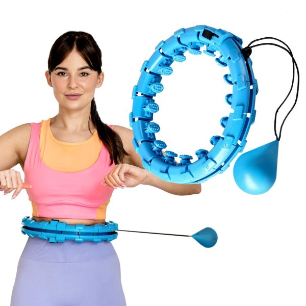 Хула-хуп з обважнювачем One Fitness OHA01 50-104 см, синій + пояс для схуднення 