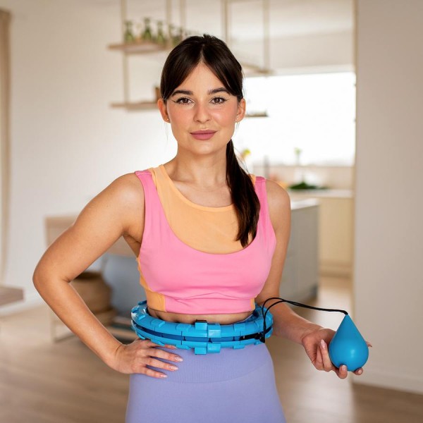 Хула-хуп з обважнювачем One Fitness OHA01 50-104 см, синій + пояс для схуднення 