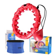 Хула-хуп з обважнювачем One Fitness OHA01 50-104 см, червоний + пояс для схуднення
