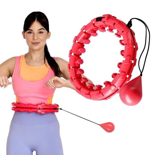 Хула-хуп з обважнювачем One Fitness OHA01 50-104 см, червоний + пояс для схуднення