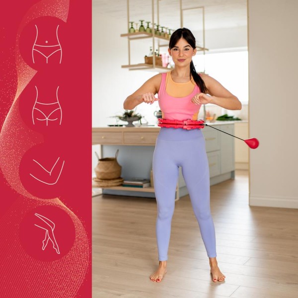 Хула-хуп з обважнювачем One Fitness OHA01 50-104 см, червоний + пояс для схуднення
