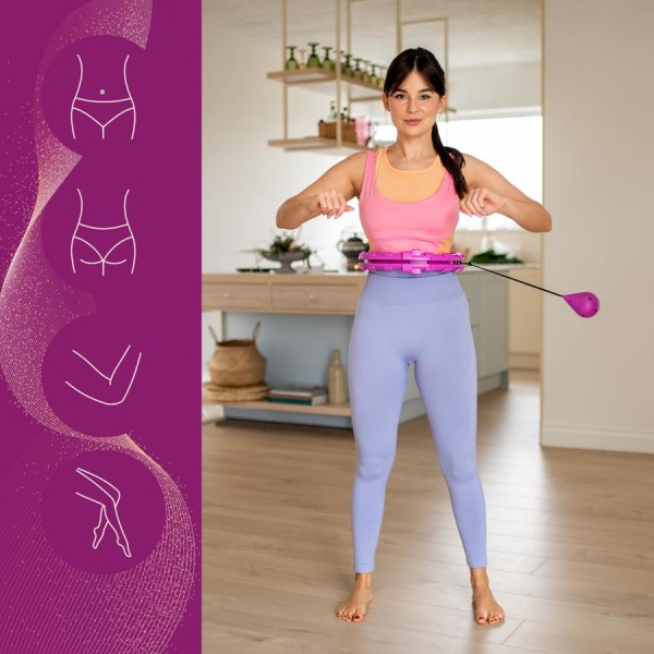 Хула-хуп з обважнювачем One Fitness OHA01 50-104 см, фіолетовий + пояс для схуднення