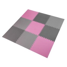 Набір пазлів для підлогового покриття 9шт One Fitness MP10 світлосірий/рожевий/темносірий