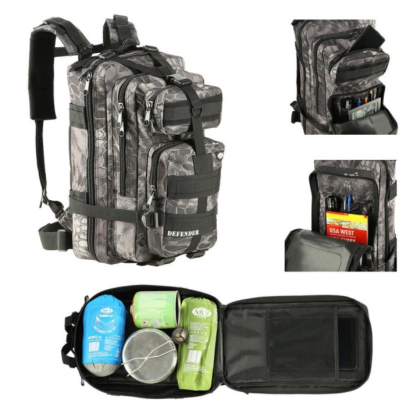 Рюкзак тактичний Nils Camp Defender CBT7204 чорний камуфляж