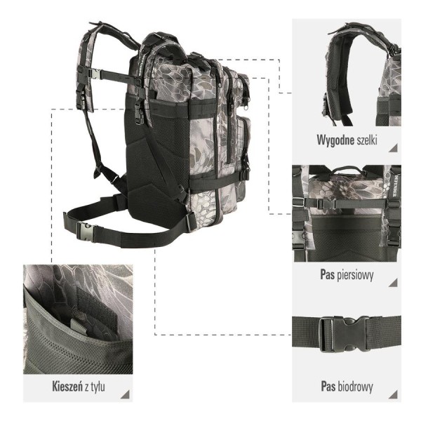 Рюкзак тактичний Nils Camp Defender CBT7204 чорний камуфляж