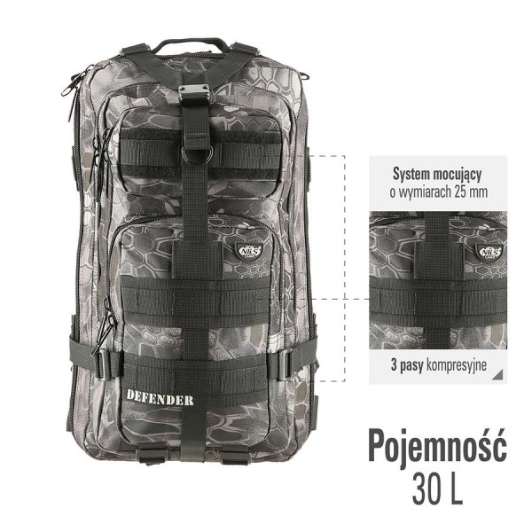 Рюкзак тактичний Nils Camp Defender CBT7204 чорний камуфляж