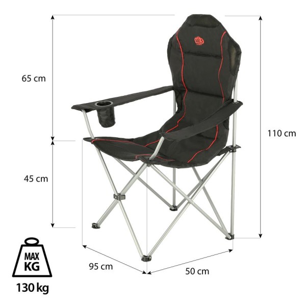 Крісло туристичне розкладне Nils Camp NC3080 чорний/червоний