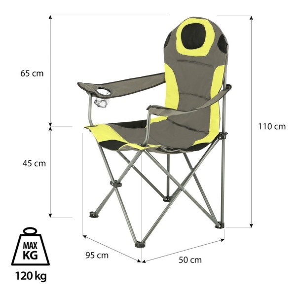 Крісло туристичне розкладне Nils Camp NC3188 сірий/лайм