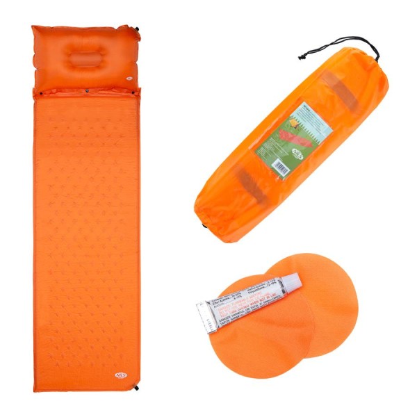 Самонадувний килимок з подушкою Nils Camp NC4345 оранжевий
