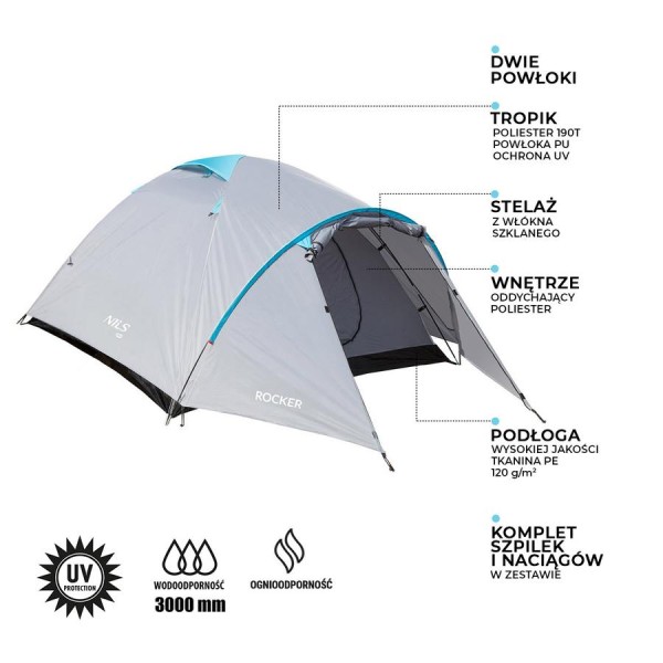 Туристичний намет Nils Camp NC6013 Rocker білий