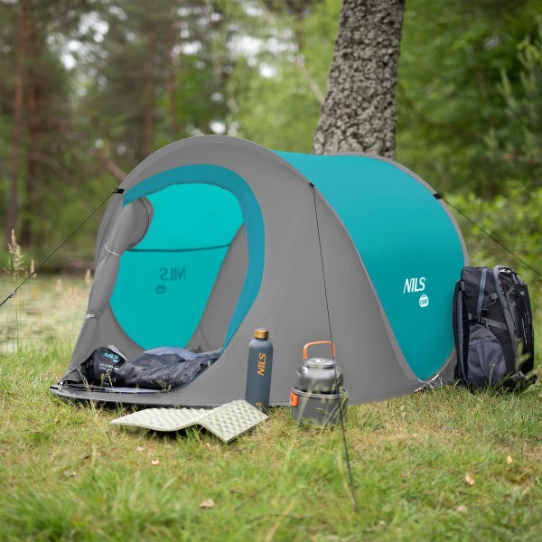 Саморозкладний намет на 2 особи Nils Camp NC3743, сіро-бірюзовий