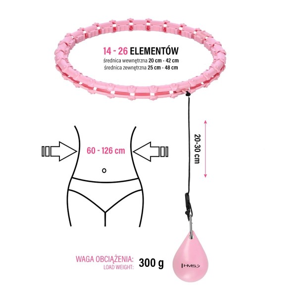 Хула-хуп з тягарцем PlusSize HMS HHW11 60-126 см, рожевий